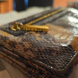 Tory Burch Multicolor Snakeskin Wallet with Gold Zipper